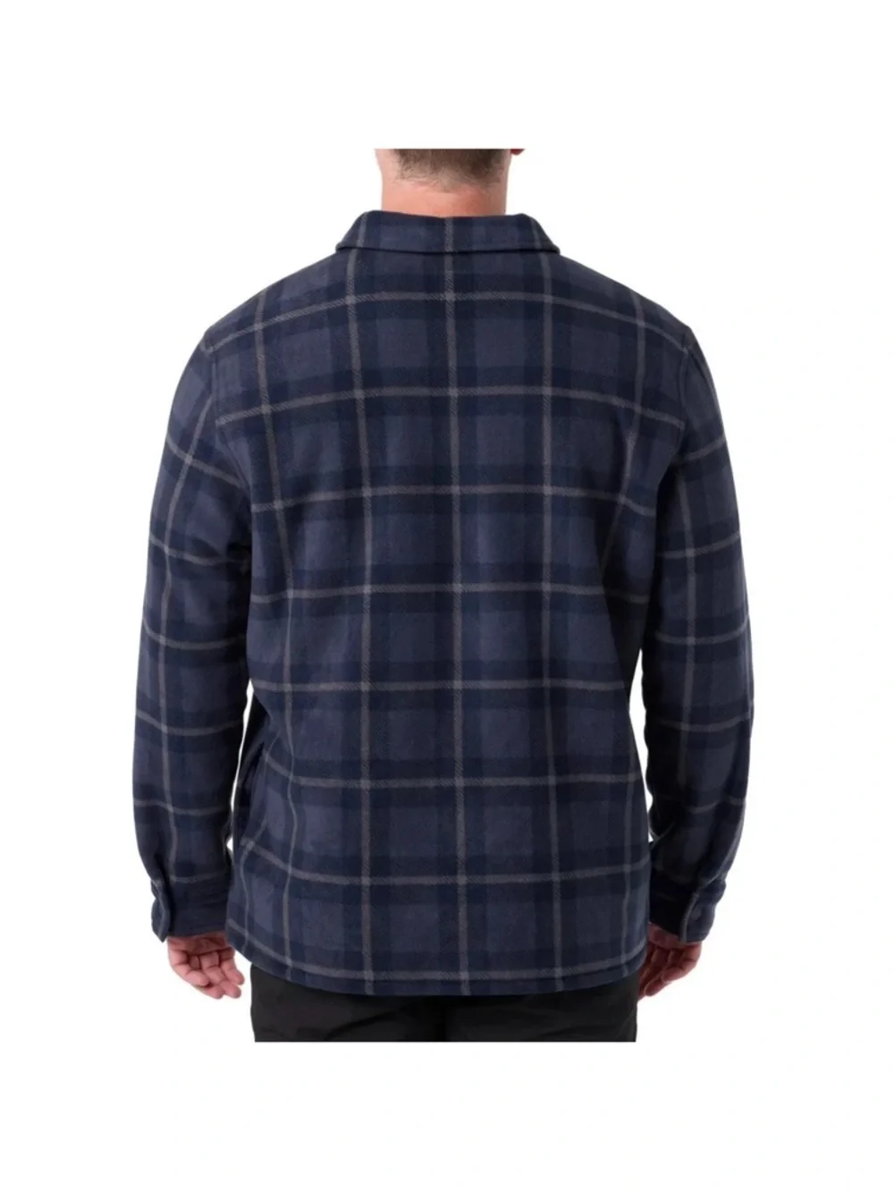 Men's Navy Plaid Lightweight Zip Sherpa Shirt Jacket NWT